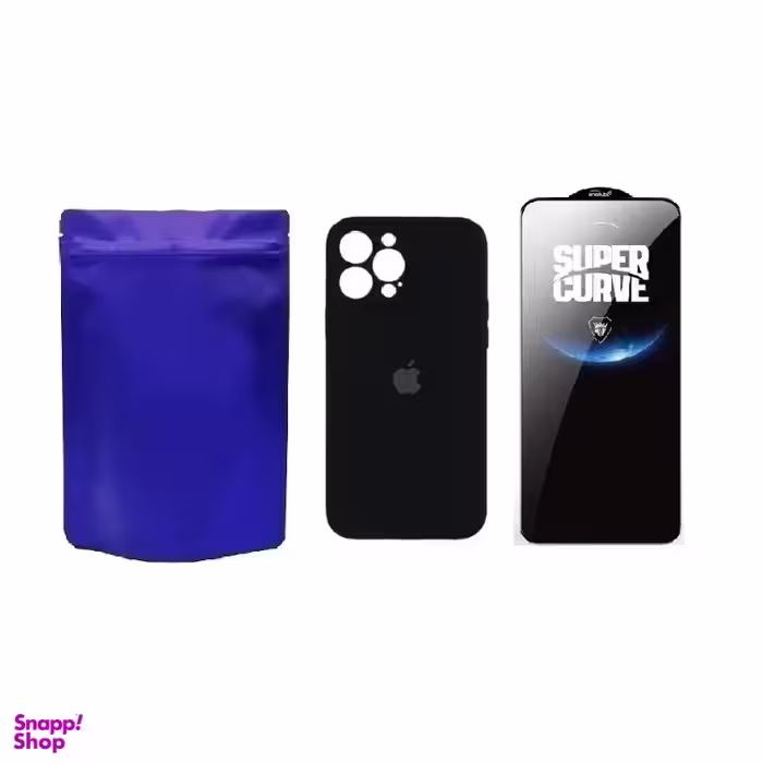 کاور گوشی موبایل مدل M-B Silicon طرح محافظ لنز دار مناسب اپل iPhone 12 Pro به همراه محافظ صفحه نمایش Super Curve