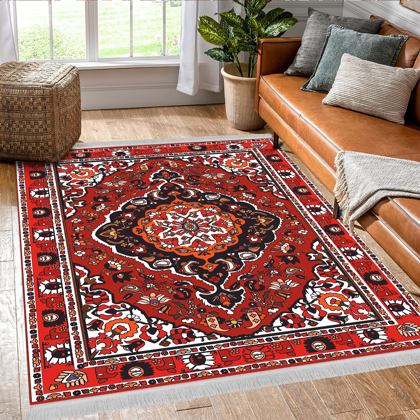 فرش پذیرایی لاکی طرح شاه عباسی WA-1756