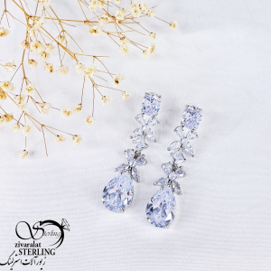 گوشواره مجلسی آویز جواهری روکش آب طلا کد 11193