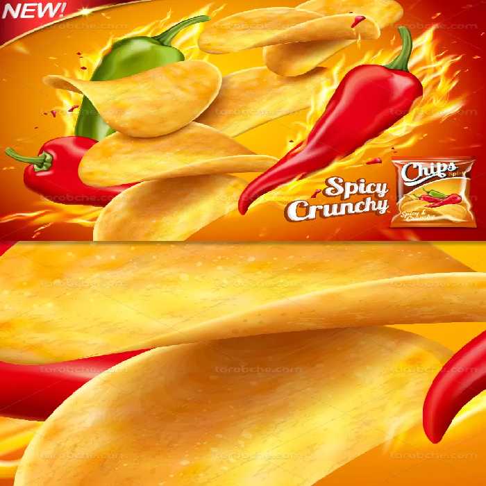 وکتور چیپس تند با کیفیت | گرافیک با طعم تربچه