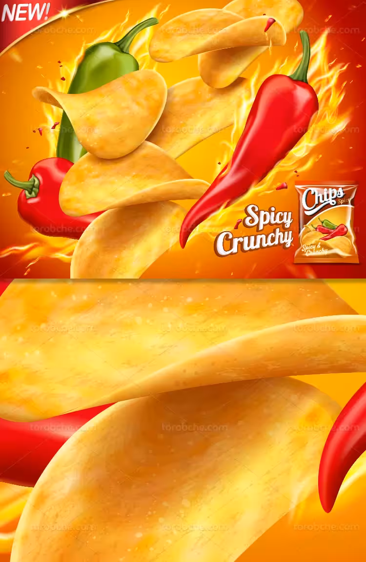 وکتور چیپس تند با کیفیت | گرافیک با طعم تربچه