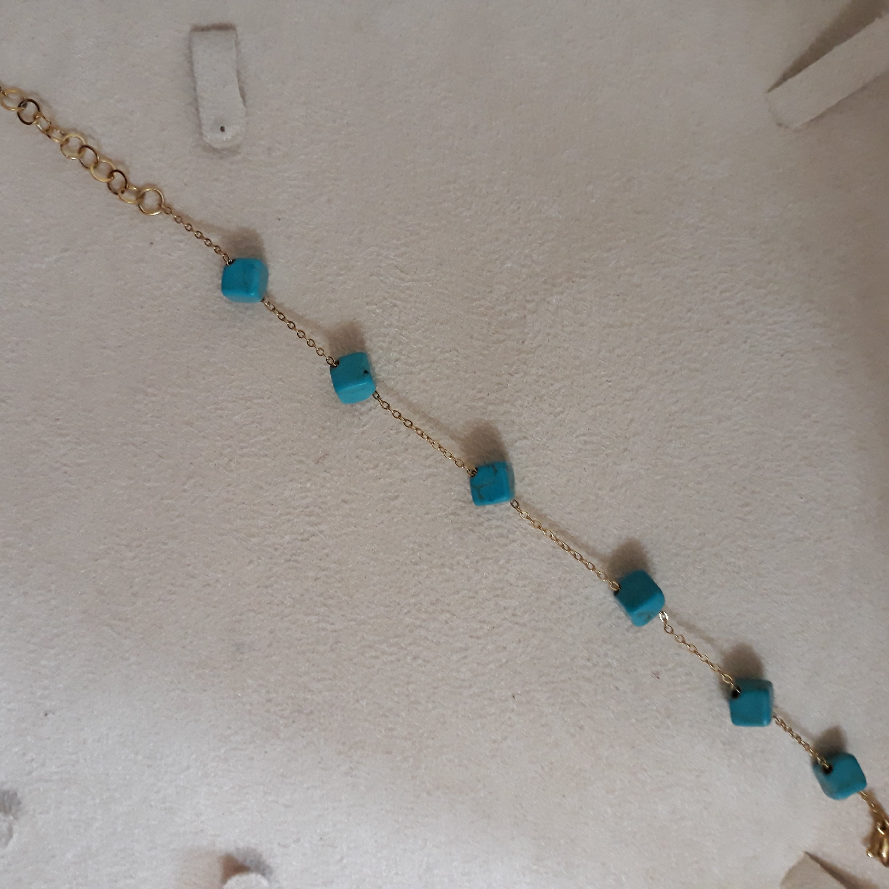 دستبند استیل  سنگ فیروزه ی مکعبی