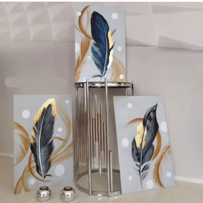 تابلو پر سه تکه کار شده با ورقطلا ابعاد هر لت 30در 60