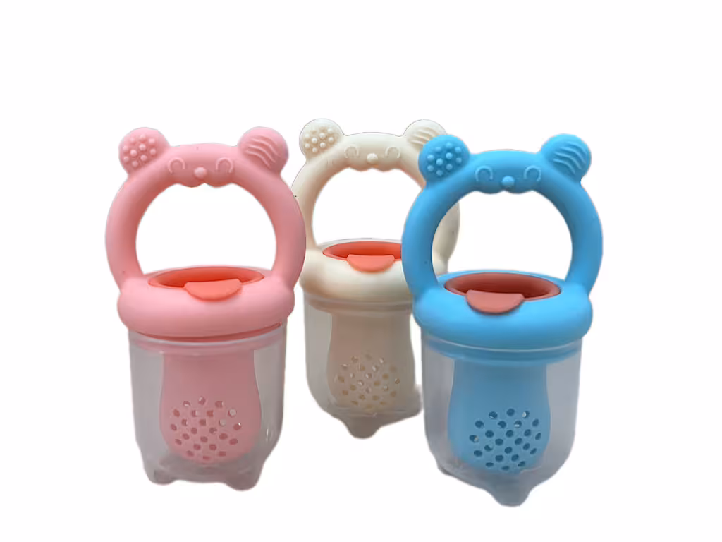 میوه خوری پستانکی نوزادی درپوش دار سیلیکونی طرح تدی