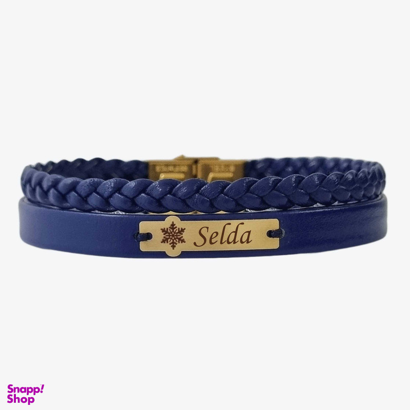 دستبند  چرم و طلا 18 عیار زنانه لیردا مدل اسم سلدا 20206