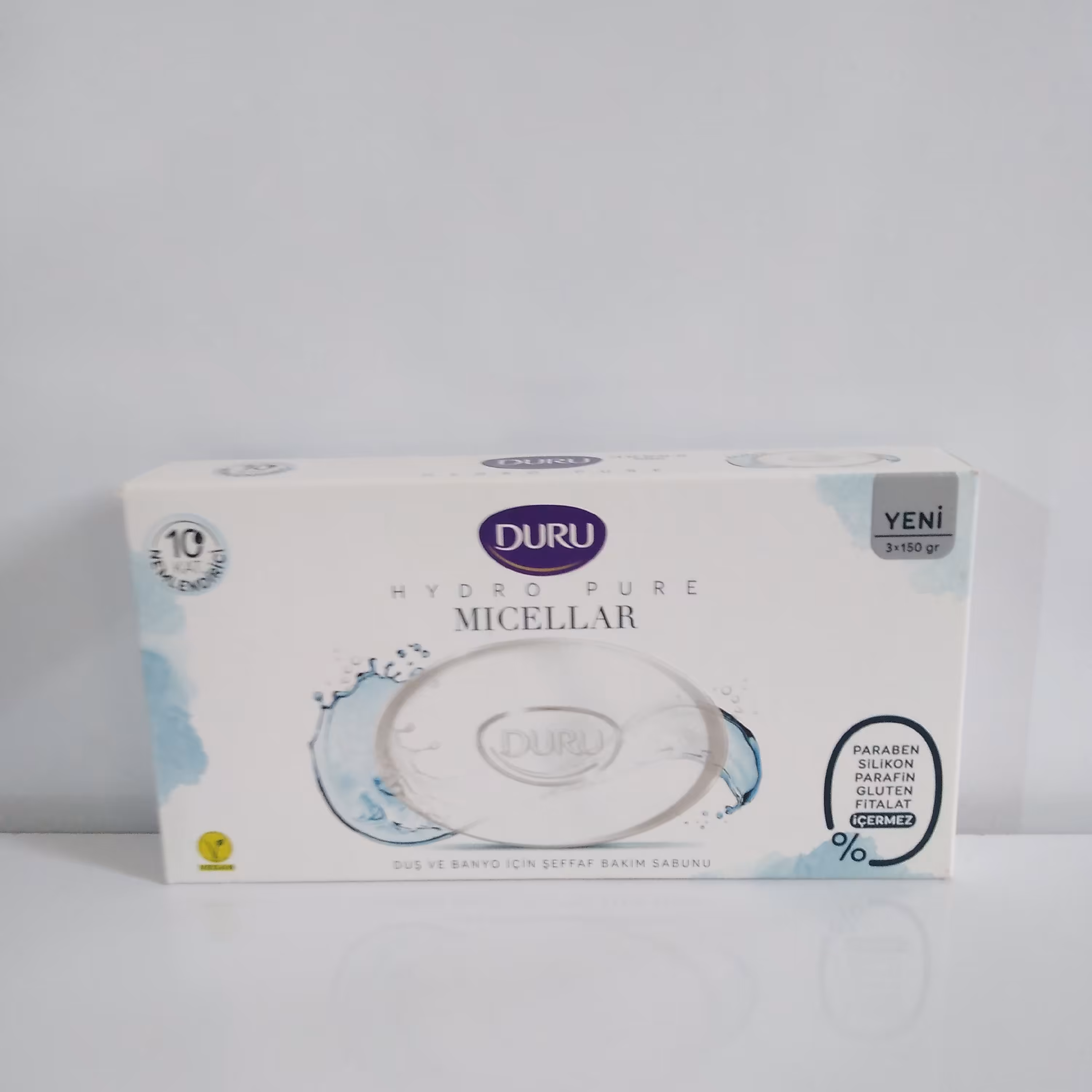 صابون آبرسان میسلار شیشه ای دورو ترکیه Duru Hydro Pure بسته 3 عددی