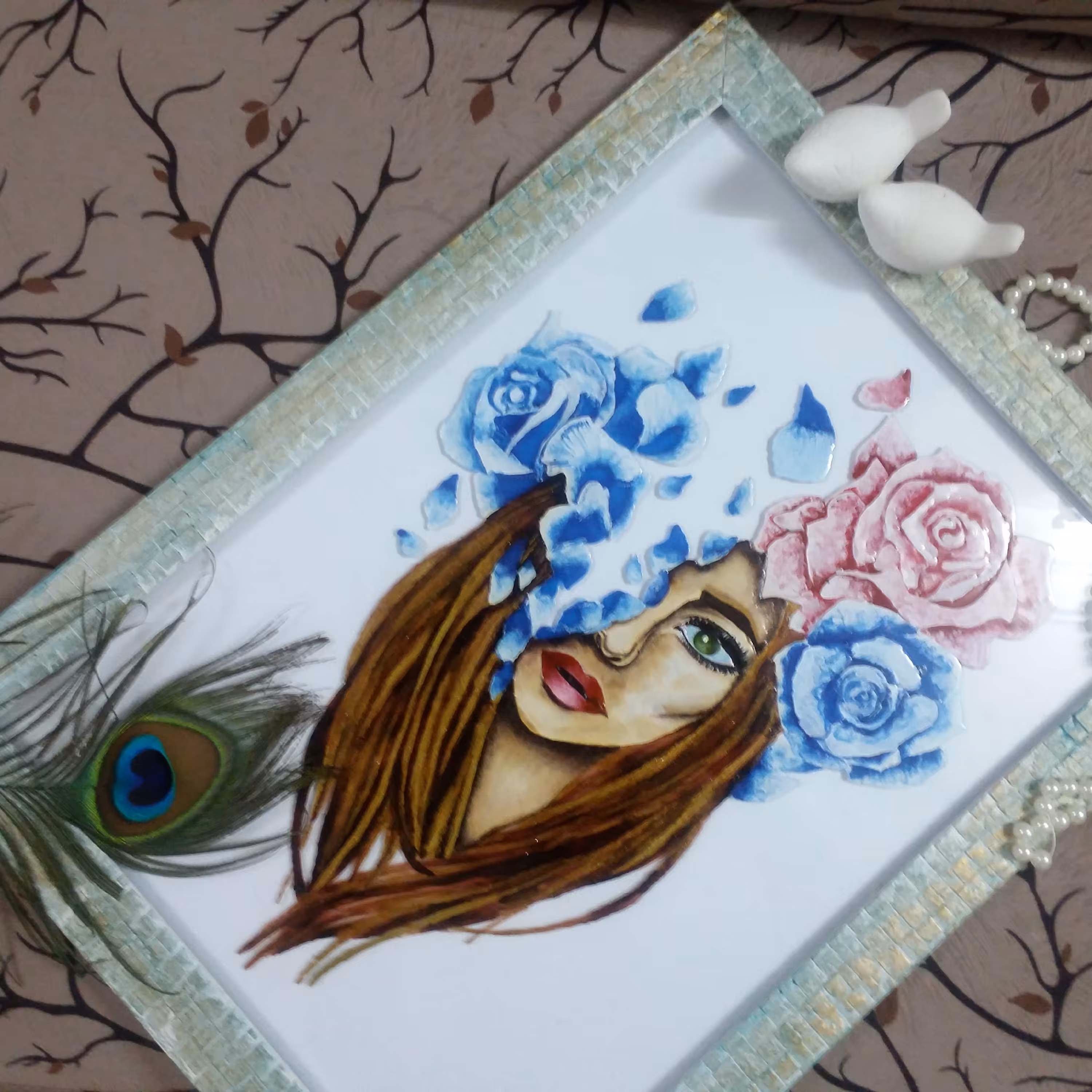 تابلو  تقاشی ویترای طرح  خاص دختر