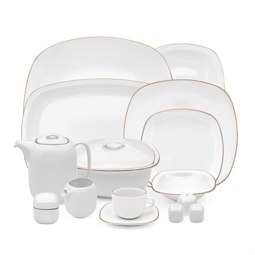 سرویس زرین لب طلایی کواترو چینی زرین 12 نفره 98 پارچه