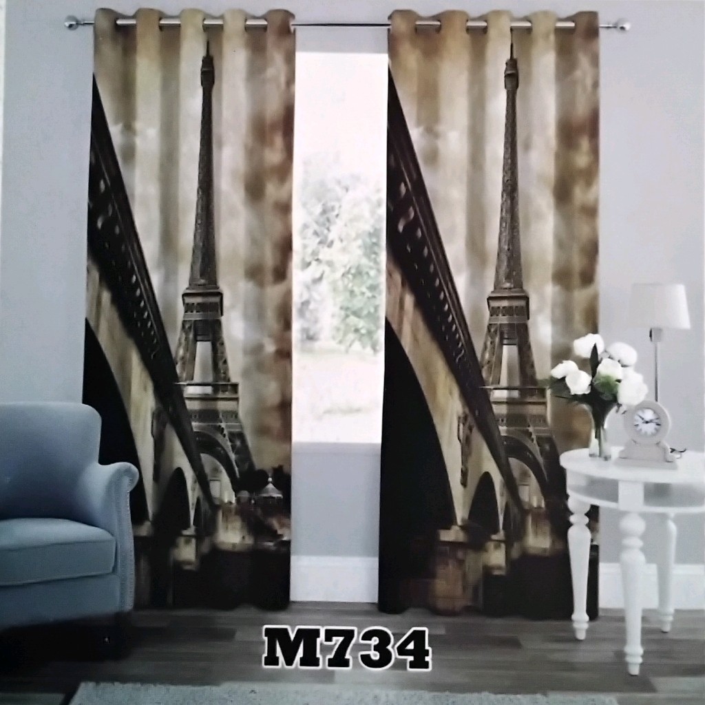 پرده چاپی پانچ دو قواره طرح منظره کد m734