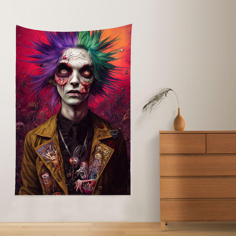 پوستر پارچه ای فیانی طرح تپستری بلک لایت ZOMBIE کد F52