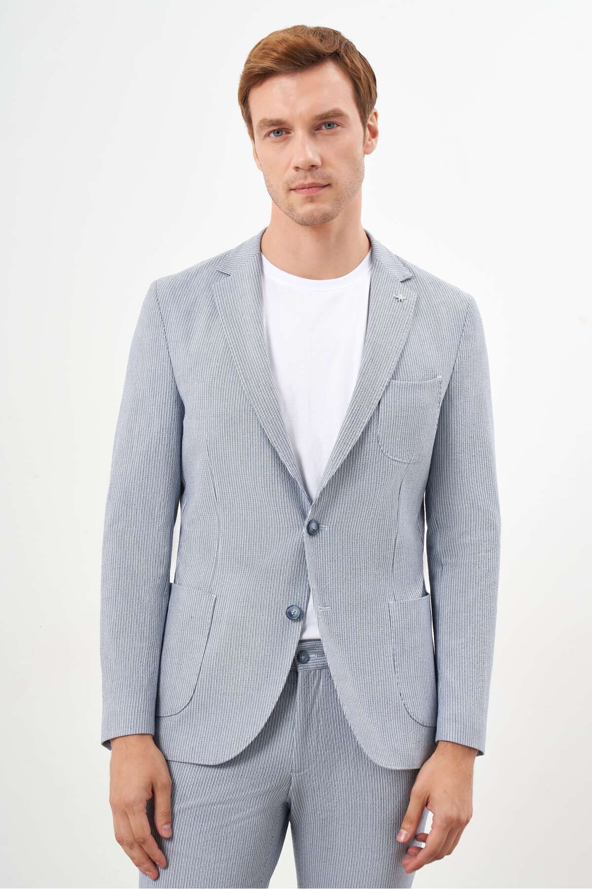 کت وشلوار آبی مردانه A. الگوی راه باریک و شلوار یقه یکنواخت Morven