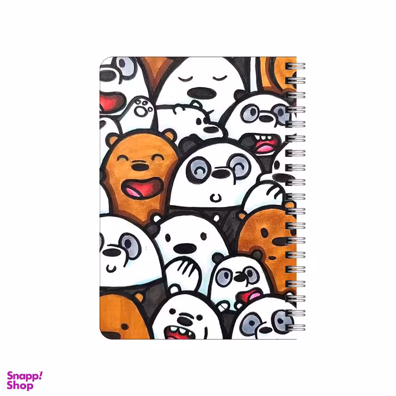 دفترچه یادداشت 80 برگ بامبیلیپ مدل چوبی طرح پترن خرس های کله فندوقی کد 4135355