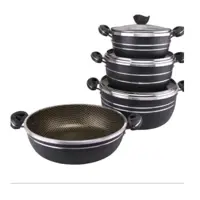 سرویس قابلمه طرح چدن ماموت 7 پارچه داخل مشکی زنبوری