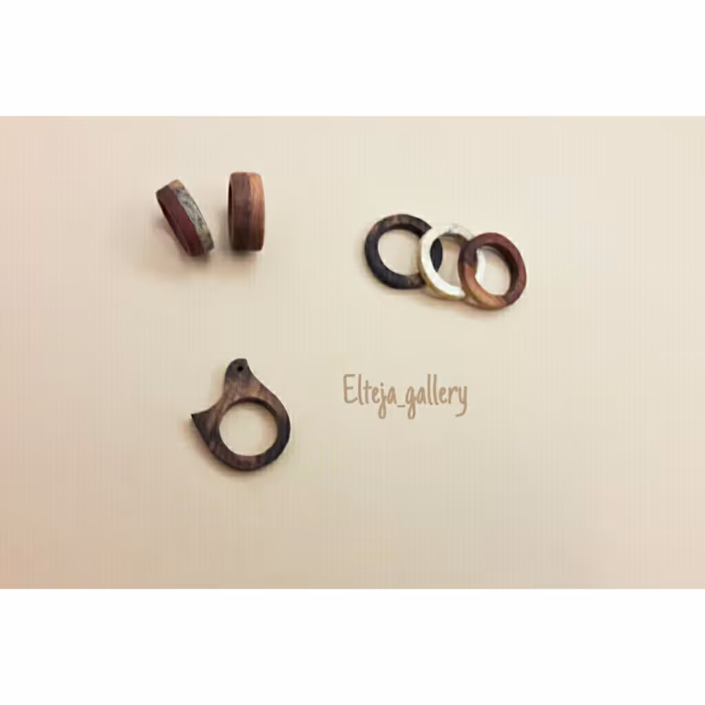 حلقه چوبی دستساز  انگشتر چوبی با سایزبندی و طرح انتخابی شما