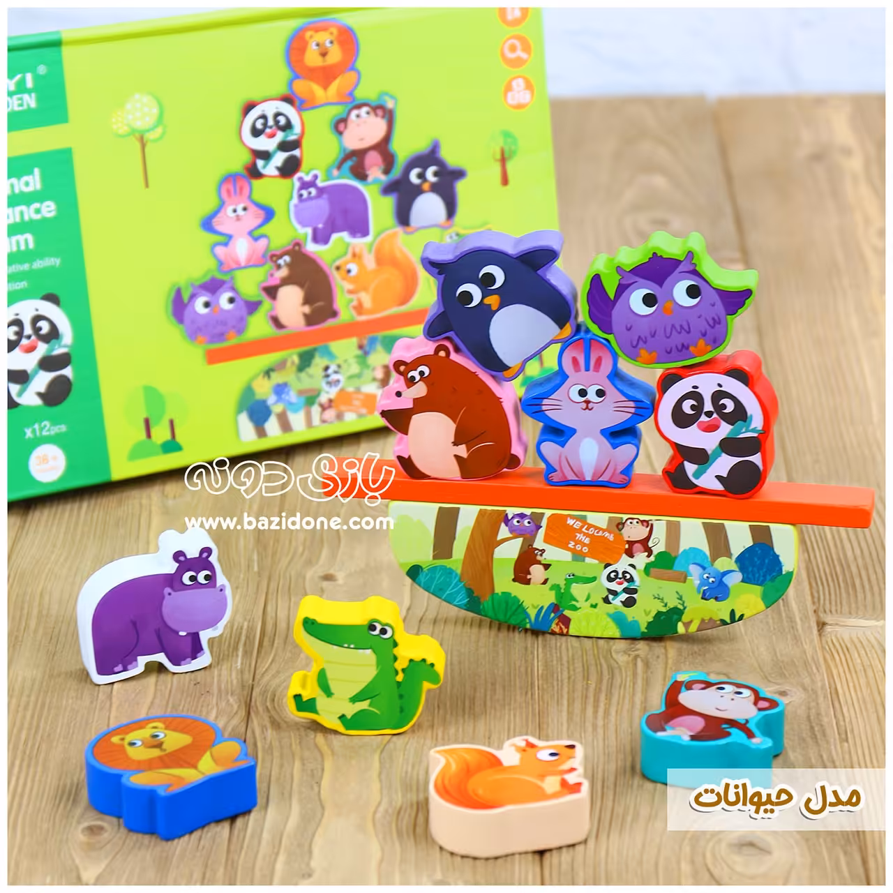 بازی فکری تعادلی چوبی مدل حیوانات 