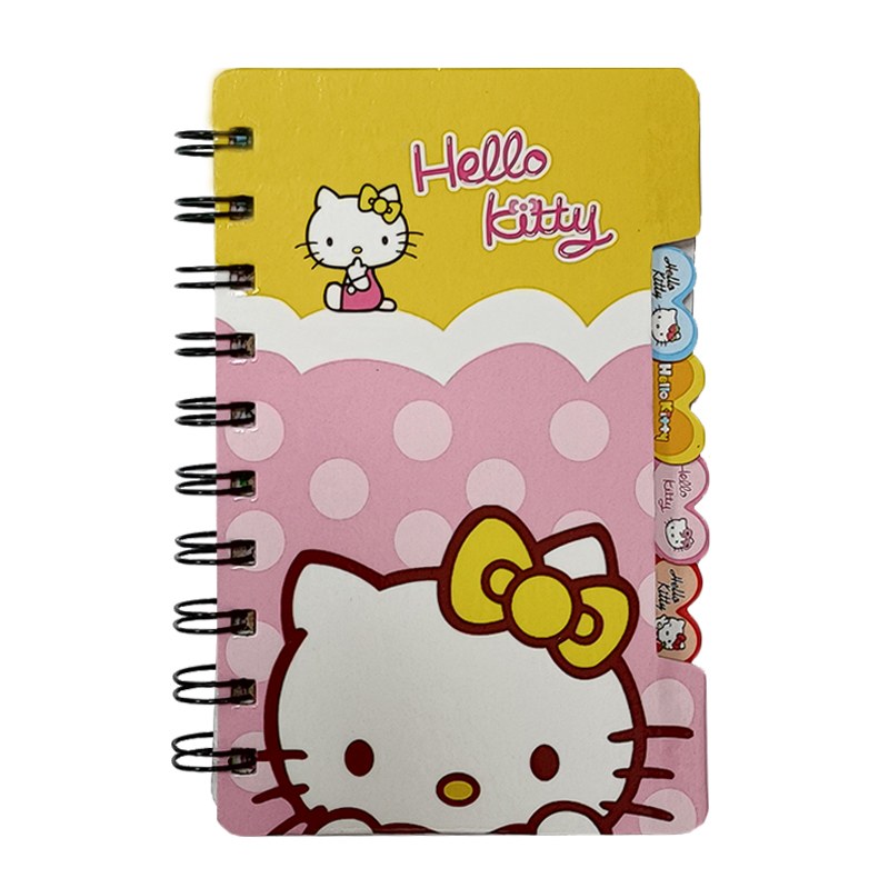 دفترچه یادداشت  پالتویی دیوایدر دار طرح کیتی کد 2 صورتی رنگ