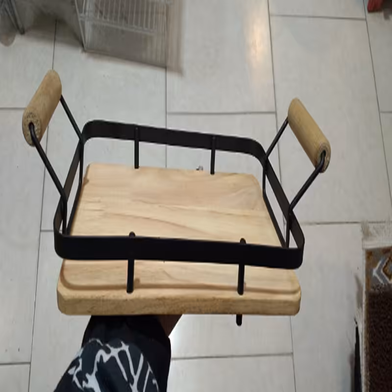 سینی فلزی با کفه چوبی