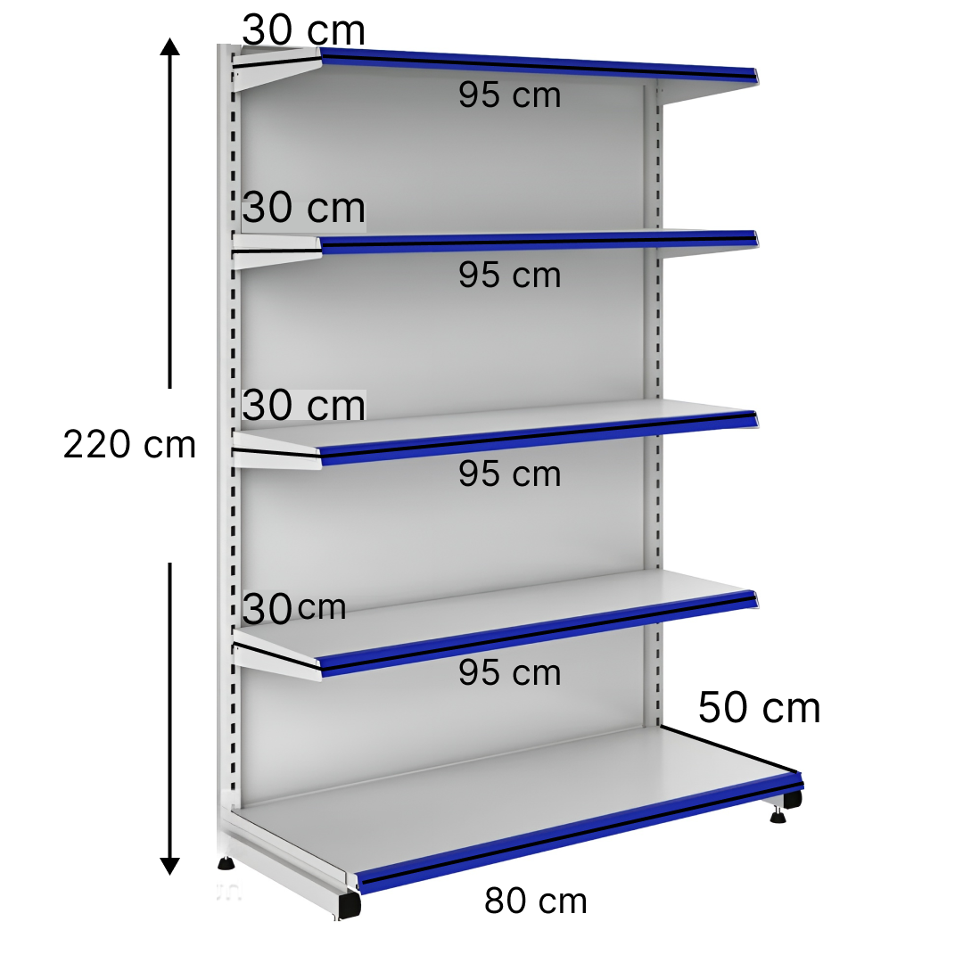 خرید و قیمت قفسه هایپری خودایست 5 طبقه 95x30 کف50 ارتفاع 220 - قفسه‌بندی وکیلی