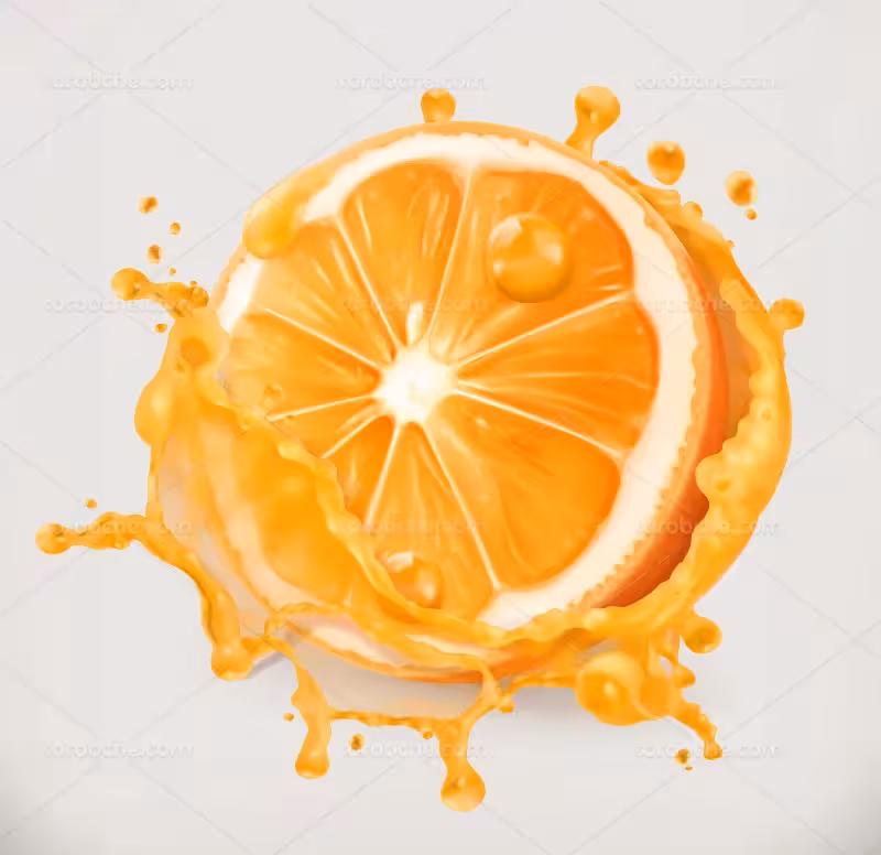 وکتور اسپلش آبمیوه و پرتقال | گرافیک با طعم تربچه