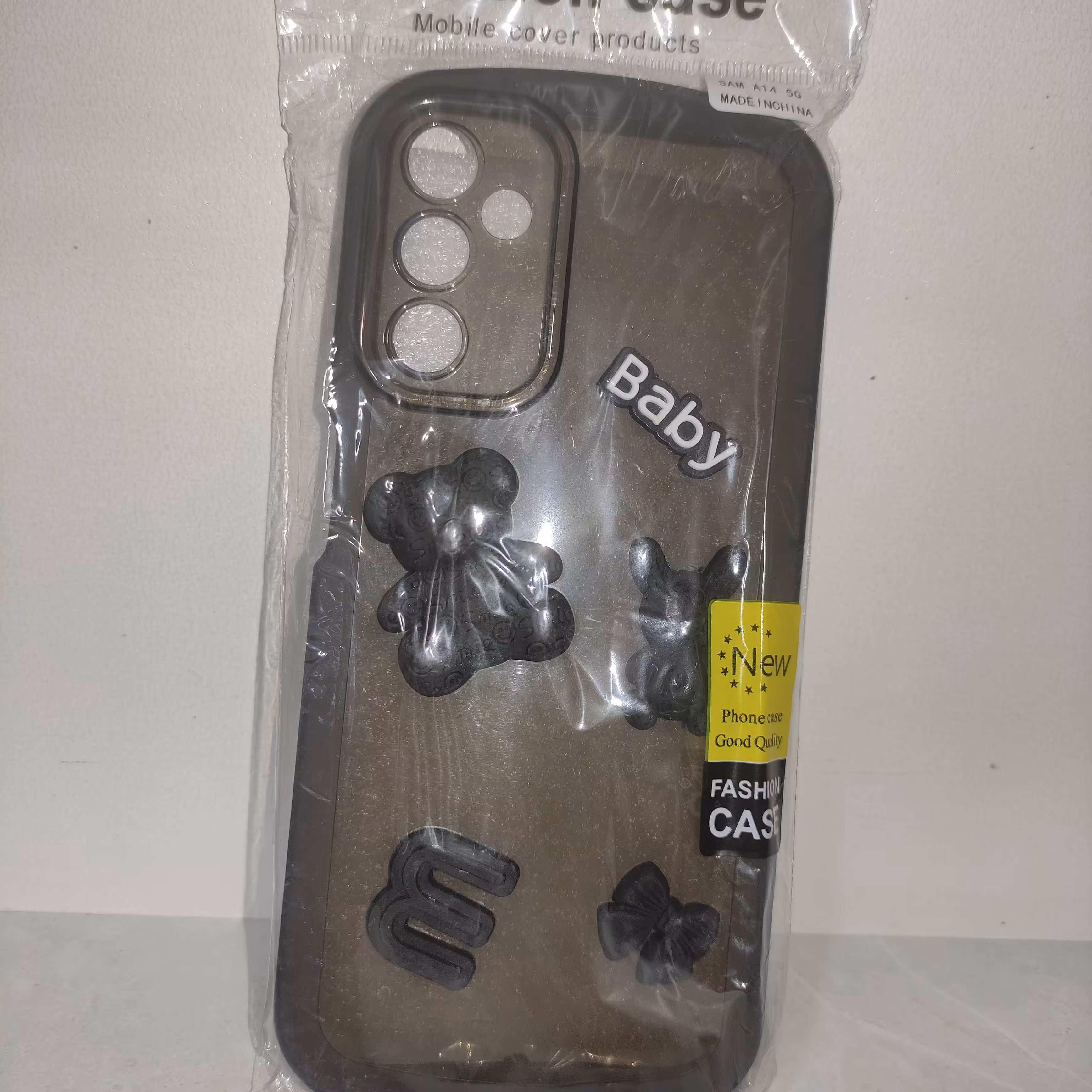 قاب گوشی سامسونگ a14 قاب دخترانه عروسکی خرسی برجسته زد ضربه رنگ ثابت