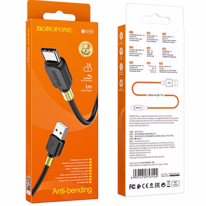 کابل تبدیل USB به type c هوکو مدل X59 طول 1 متر
