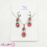 نیم ست زنانه YSX نقره ای با کریستال قرمز کد 2991