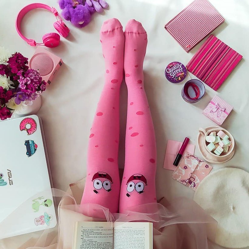 جوراب پاتریک صورتی ساق بلند بالا زانو فری سایز