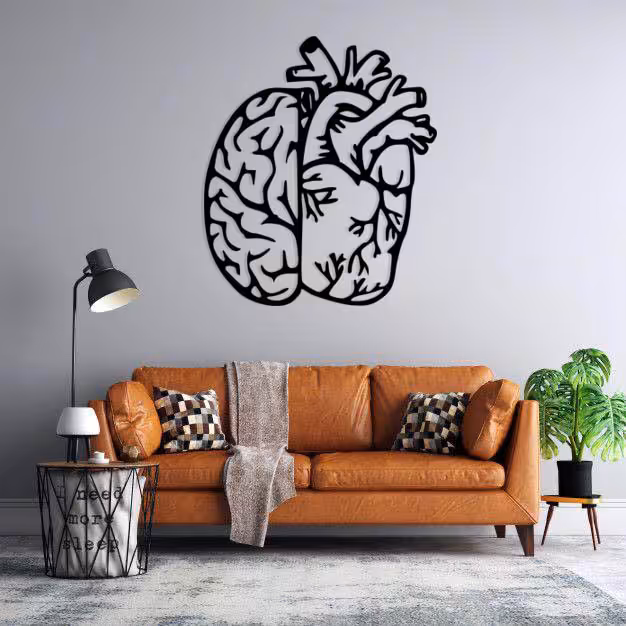 استیکر دیواری طرح قلب و مغز