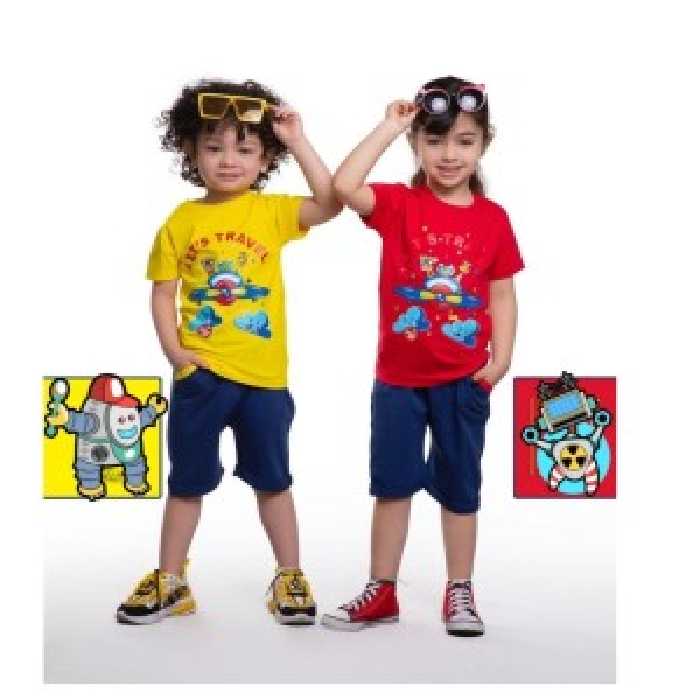 ست تیشرت و شلوارک اسپرت طرح هواپیمای حیوانات