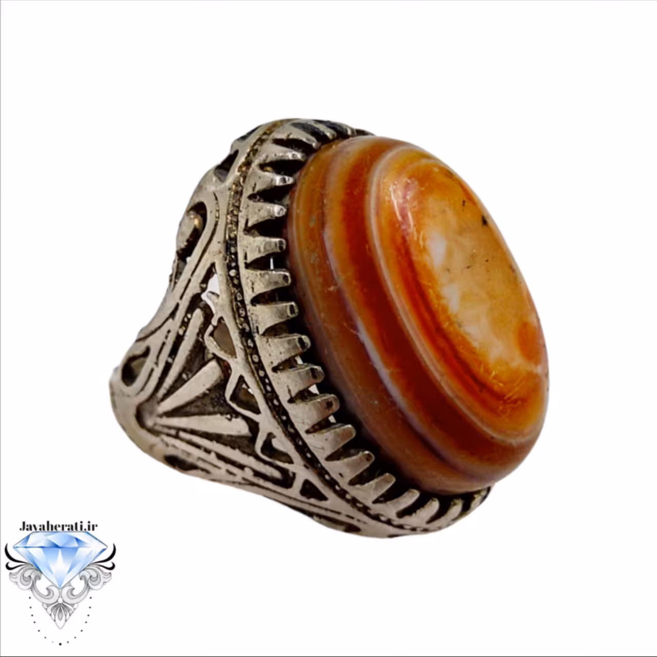 انگشتر عقیق سلیمانی سه پوست زیبا 19 گرمی