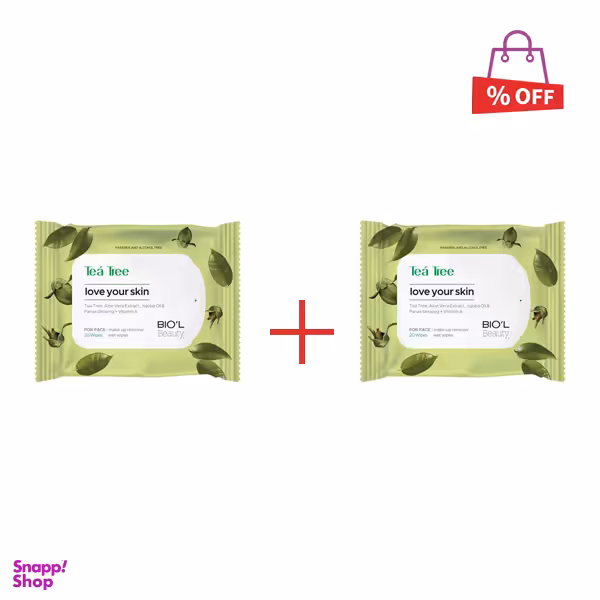 دستمال مرطوب بیول (Biol) مدل Tea Tree بسته 20 عددی مجموعه 2 عددی