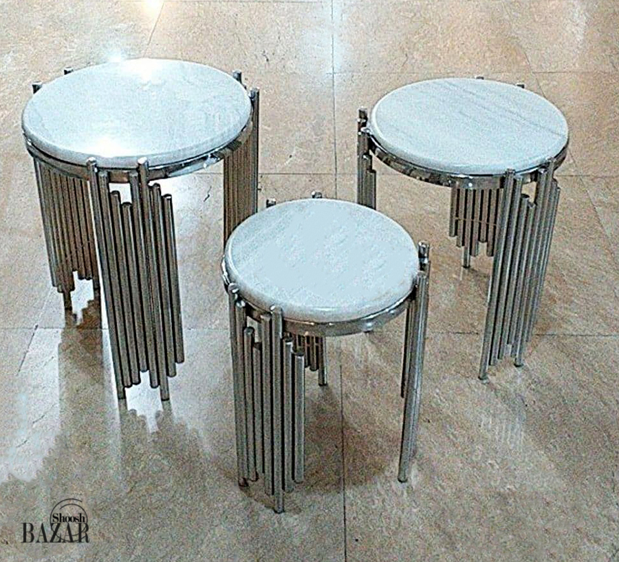 میز جلو مبلی سنگ و فلز مربع کد 07
