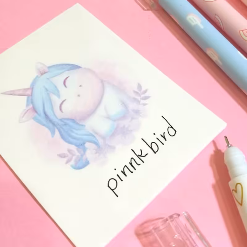 برگه یادداشت مستطیلی پشت چسبدار  تکشاخ، لوازم التحریر فانتزی،  استیک نوت یونیکورن