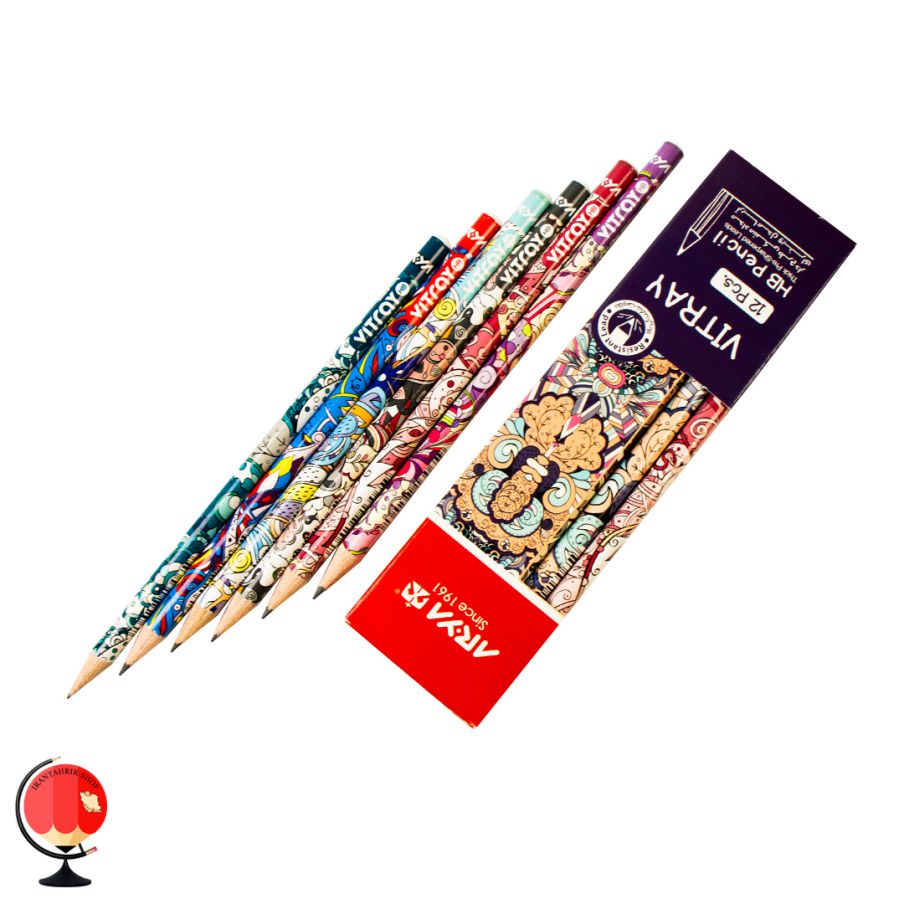 مداد مشکی طرح ویترای آریا بسته 12 عددی