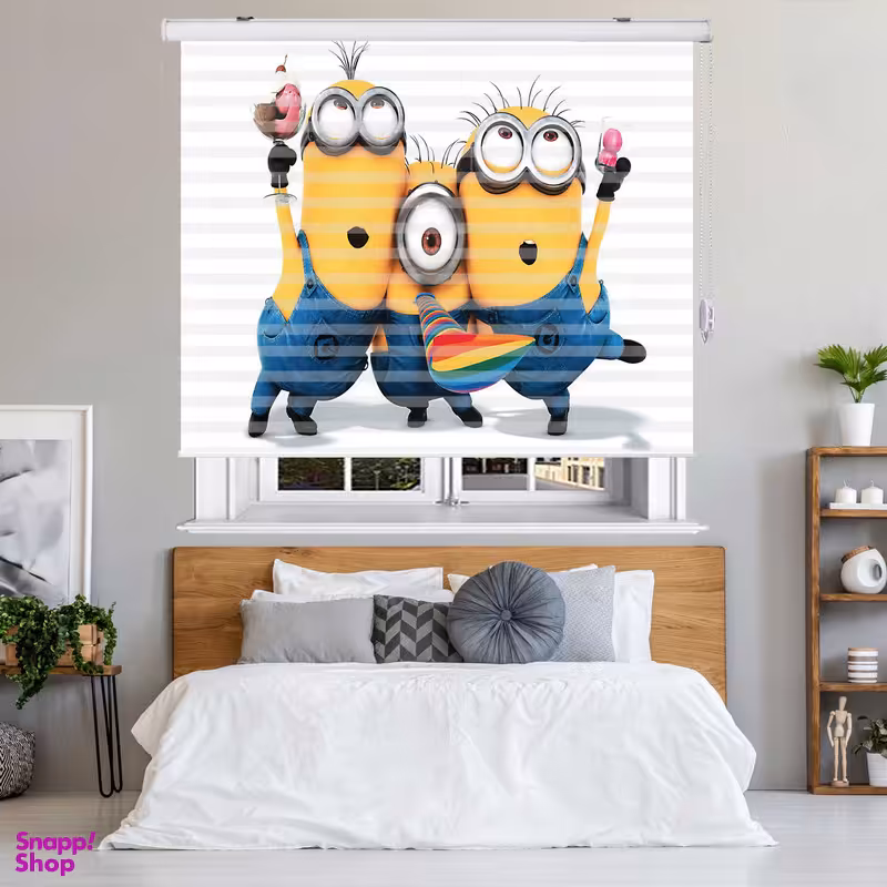 پرده زبرا زیو مدل مینیون ها k3111 سایز 150x150 سانتی متر