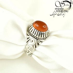 انگشتر نقره سنگ شرف الشمس طرح خطی کد 10186