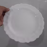 بشقاب میوه خوری 6تایی سفید یکدست مدل آیروپال  سفید گرد لب کنگره