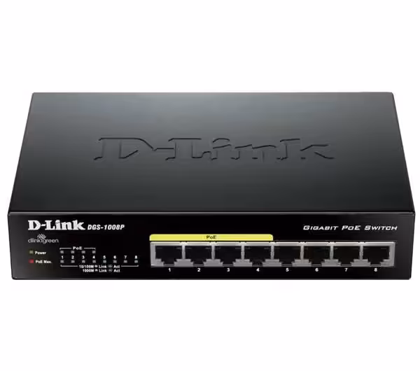 سوییچ 8 پورت گیگابیتی و غیر مدیریتی PoE دی-لینک مدل DGS-1008P
