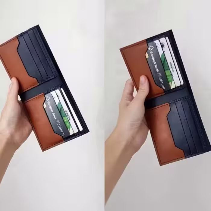 چرم طبیعی گاوی نیمه آماده کیف پول جیبی 