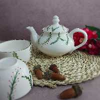 قوری سرامیکی  طرح کاج وارمر دار 