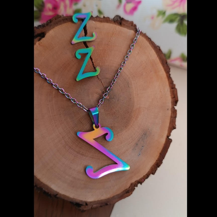 نیم ست هولوگرامی رنگ ثابت طرح اسم z(کد28) 