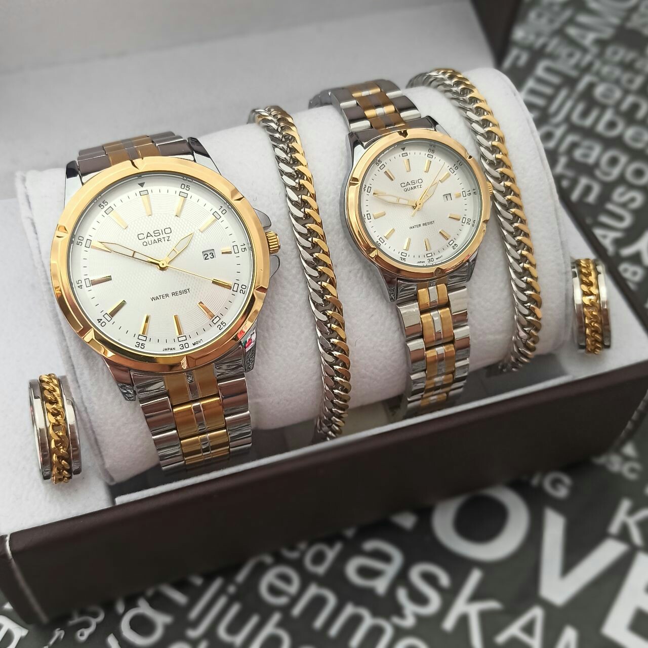 ست زنانه مردانه دستبند حلقه و ساعت کاسیو کیفیت قوی Casio