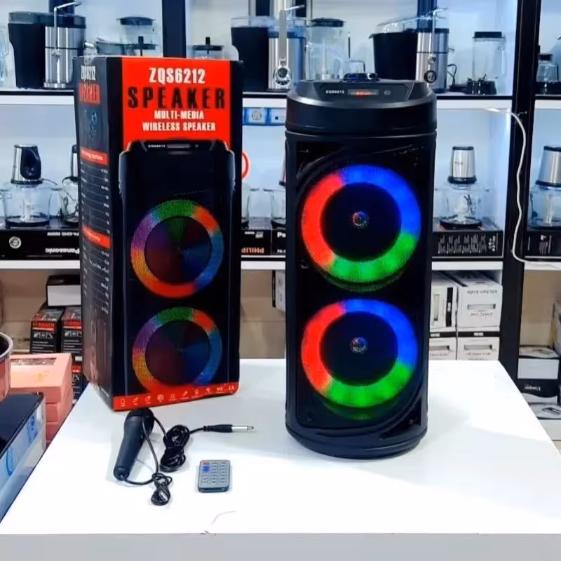 اسپیکر شارژی مدل6212دارای بلوتوث وUSBو13 اینچ دارای میکروفون ارسال رایگان 