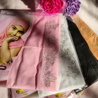 مقنعه دخترانه  دو تیکه هد بند نگینی  جنس تریکو مقنعه حجاب  