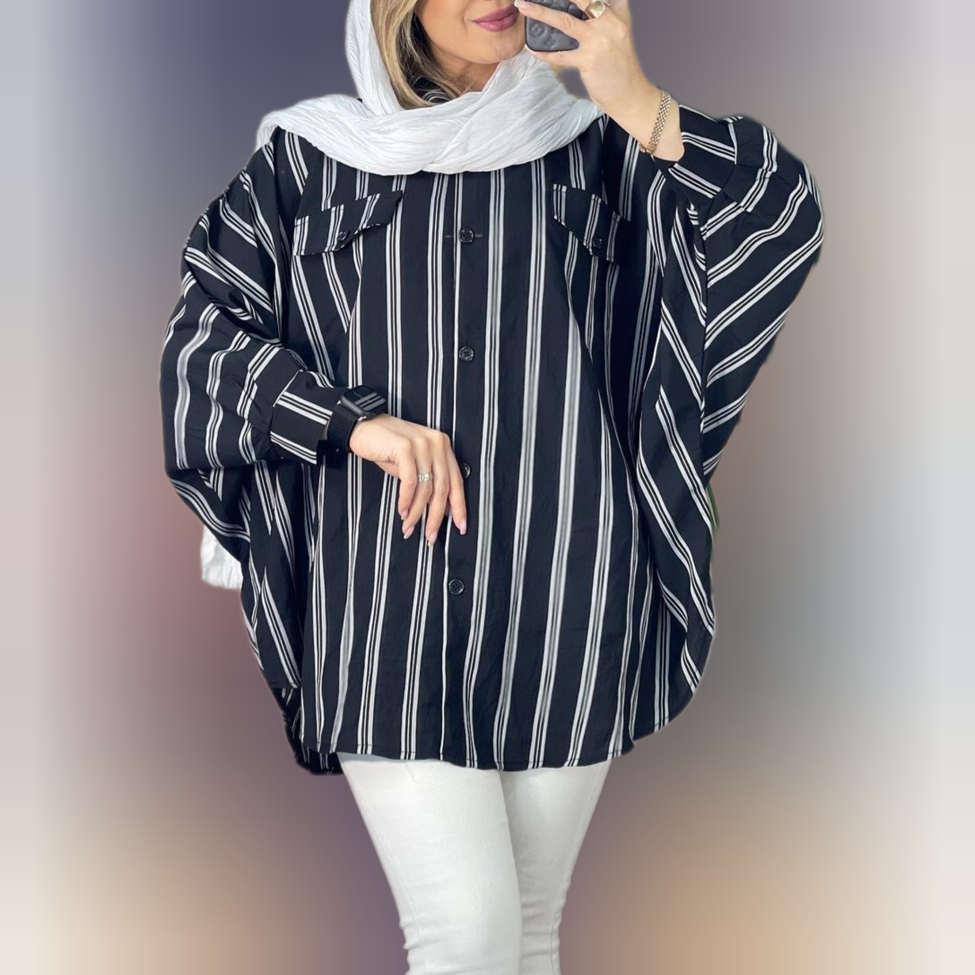مانتو جدید زنانه کیمونو راه راه(کد34)