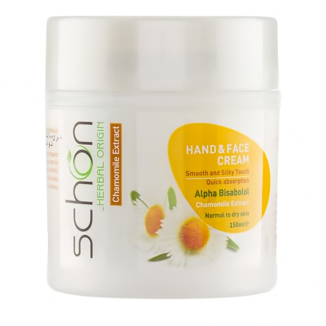 کرم دست و صورت حاوی عصاره بابونه 150میل شون
Schon Chamomile Hand And Face Cream