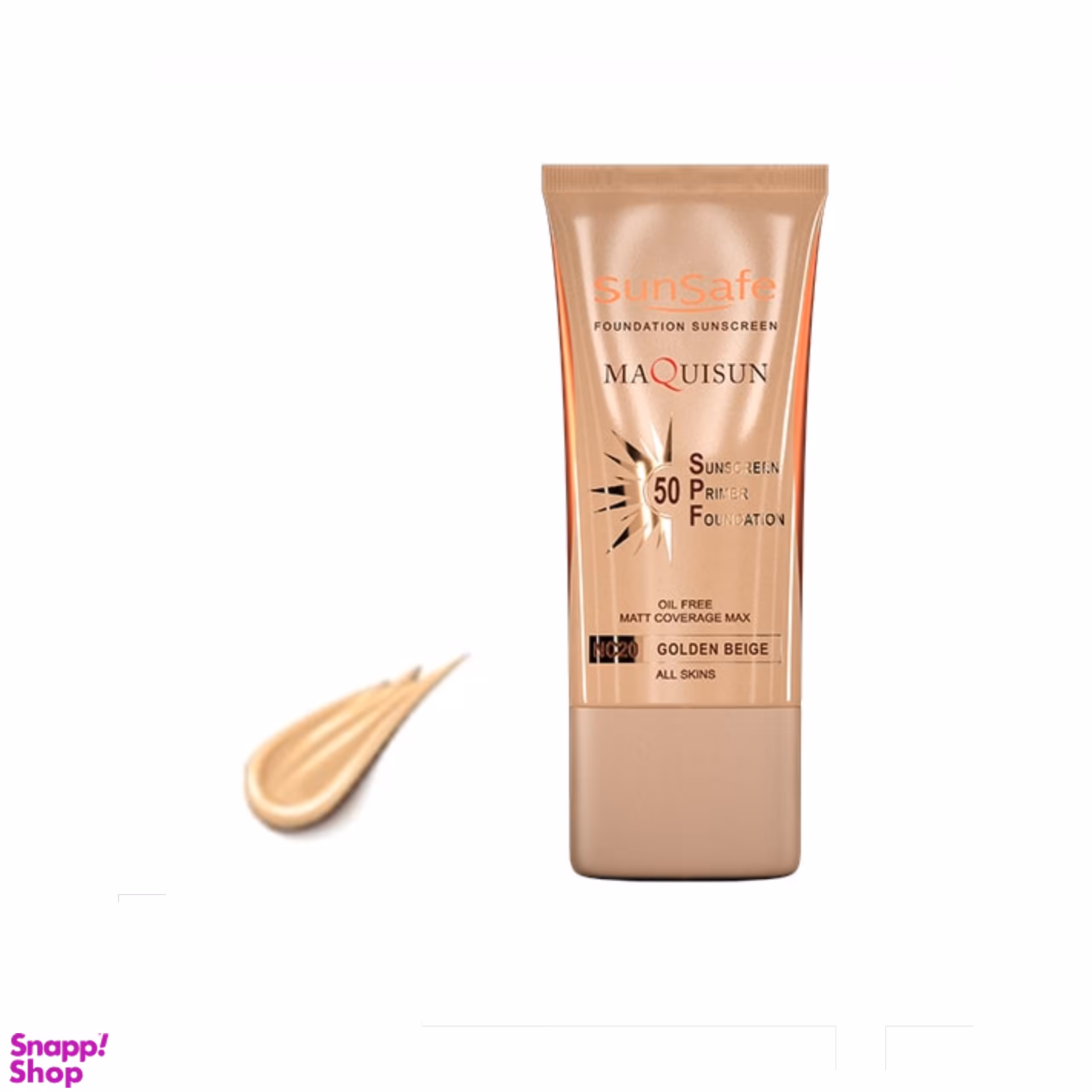 ضد آفتاب کرم پودری و پرایمری سان سیف (Sun safe) مدل Maquisun Spf50 رنگ بژ طلایی حجم 40 میلی لیتر