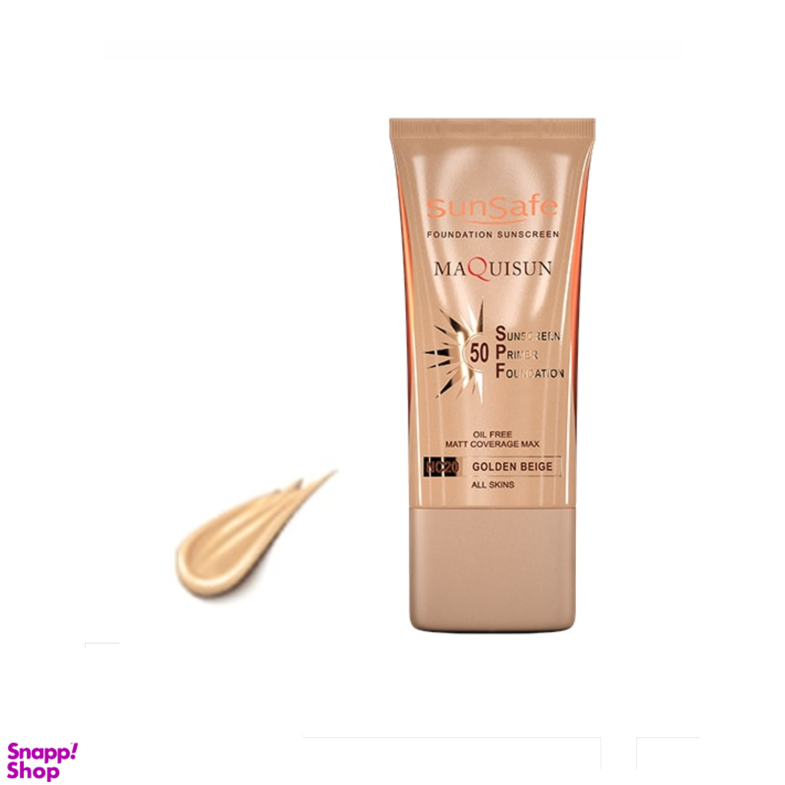 ضد آفتاب کرم پودری و پرایمری سان سیف (Sun safe) مدل Maquisun Spf50 رنگ بژ طلایی حجم 40 میلی لیتر
