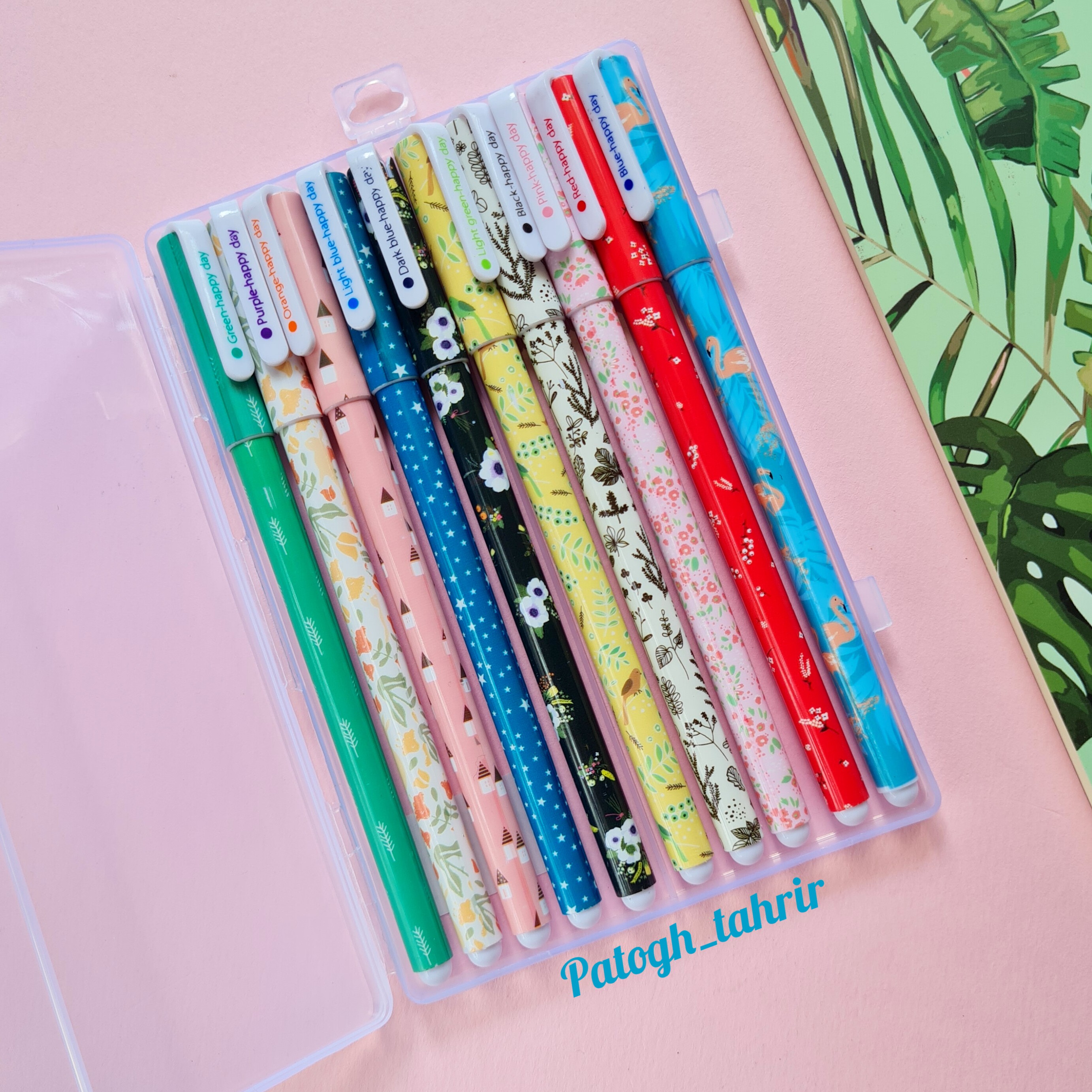 روان نویس 10 رنگ هپی دی طرح طبیعت گلگلی با جعبه