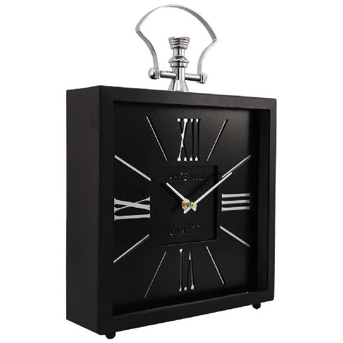 ساعت رومیزی آرتمیس مدل 2030 بلک (زه مشکی و صفحه مشکی) و اعداد سیلور(نقره ای)